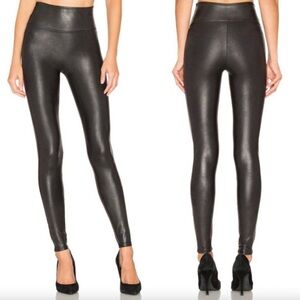 SPANX Black Faux Leather Tights size XL